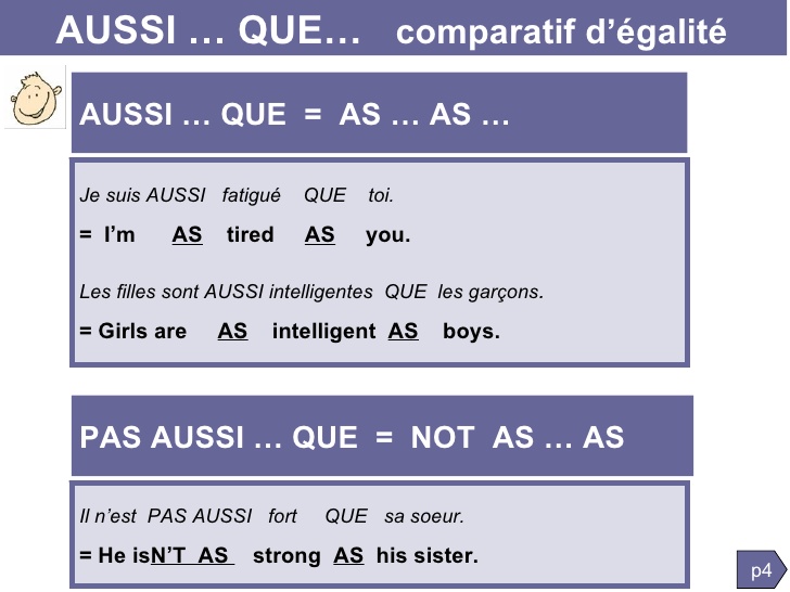 comparatif d'inferiorite superiorite anglais