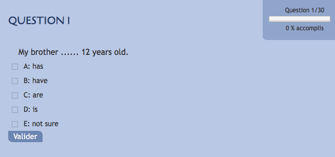 test de niveau d'anglais